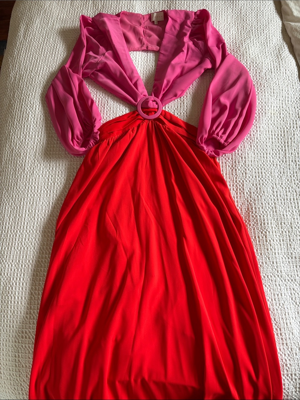 entro Pink and Red Maxi Dress with Ring Detail